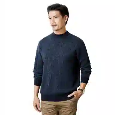 恒源祥 厚款保暖半高领针织毛衣 男款