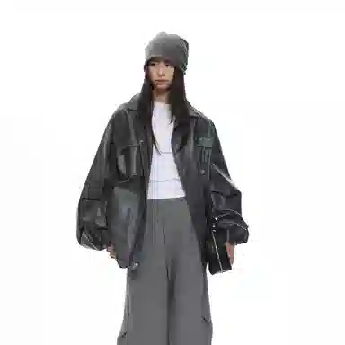 ROARINGWILD Logo Embroidered Windbreaker Jacket Black