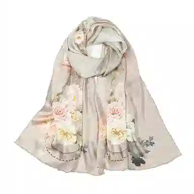 上海故事 国色天香 清冷玉兰 桑蚕丝 丝巾 女款