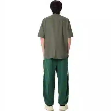 速写 圆领纯棉宽松短袖衬衫 男款 灰竹绿