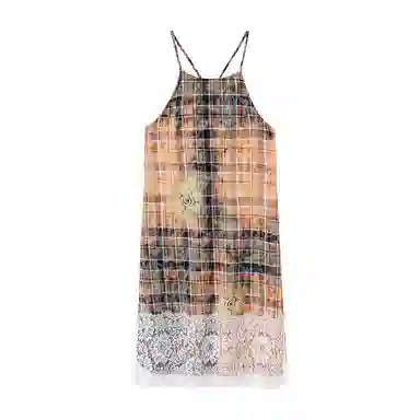 CONP Lace Plaid Dress Sunset Orange