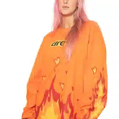 Drew House Fire ls Tee Orange