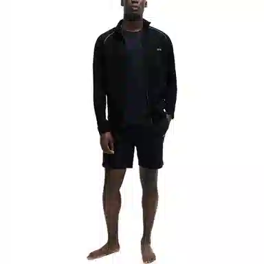 HUGO BOSS Stretch Cotton Zip Up Jacket With Logo Detail