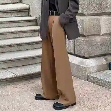 我是大卫 简约基础垂坠感阔腿宽松百搭西裤直筒休闲裤 男女同款