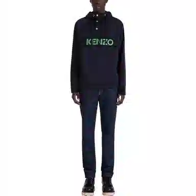 KENZO Logo Zip Hoodie Black