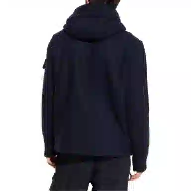 Stone Island Logo Zip Hoodie Jacket Blue