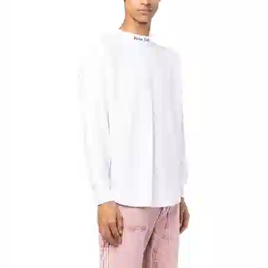 Palm Angels FW22 Logo Print Long Sleeve Tee White