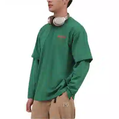 Reebok Two-in-One Knit Long Sleeve Tee Deep Green