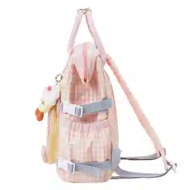 音魅 小众撞色休闲简约日常通勤时尚百搭 织物 双肩包 女款 粉色/藕粉色