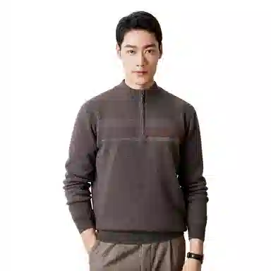 恒源祥 条纹半高领套头毛衣 男款