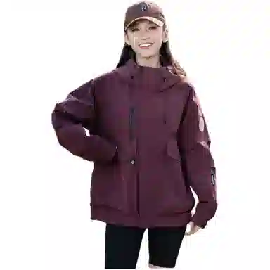 鸭鸭  纯色宽松连帽  防风冲锋衣 男女同款