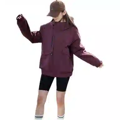 鸭鸭  纯色宽松连帽  防风冲锋衣 男女同款