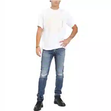 Versace Jeans Couture Distressed Zip Relaxed Straight Jeans Blue