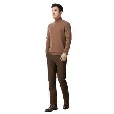 恒源祥 纯色保暖高领针织毛衣 男款