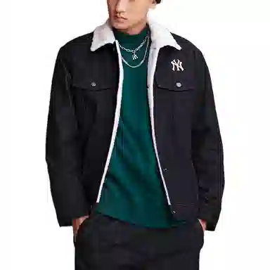 MLB FW22 Logo Print Denim Jacket Black