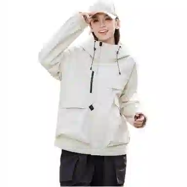 鸭鸭  纯色宽松连帽  防风冲锋衣 男女同款