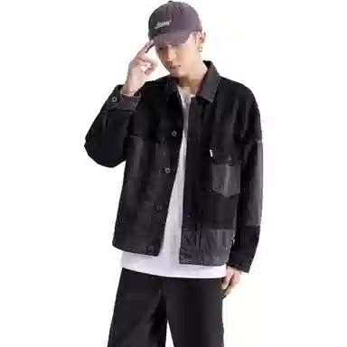 PEACEBIRD MEN Colorblock Denim Jacket Black