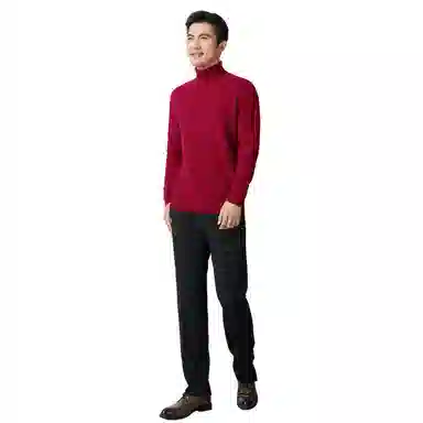 恒源祥 纯色保暖高领针织毛衣 男款