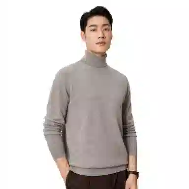 恒源祥 纯色保暖高领针织毛衣 男款