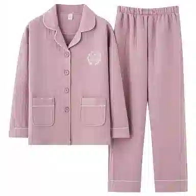 莫代尔 柔软蓄热锁温耐磨保暖夹层亲肤舒适长袖长裤睡衣套装 女款 藕色