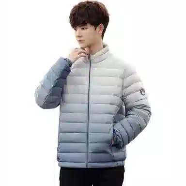 鸭鸭 短款立领轻便保暖羽绒服 男款 渐变白色