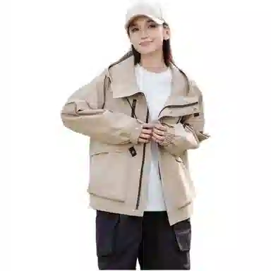 鸭鸭  纯色宽松连帽  防风冲锋衣 男女同款