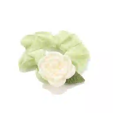 如花梦 森系浪漫山茶花甜美超仙花朵薄荷绿大肠小清新扎头发 布艺 发圈 女款