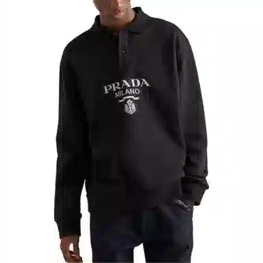 Prada Logo Jacquard Polo Black