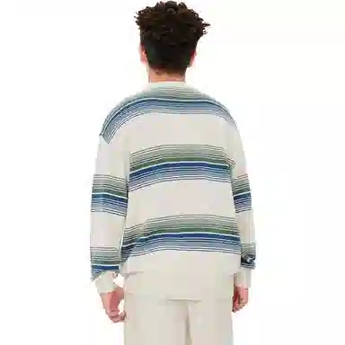 美特斯邦威 圆领渐变条纹毛衣 男款