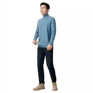 恒源祥 纯色保暖高领针织毛衣 男款