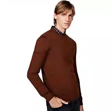 比音勒芬 圆领套头亲肤保暖纯色毛衣 男款