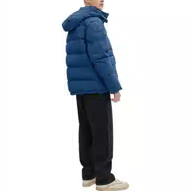 COACH Printed Hoodie Down Jacket Blue