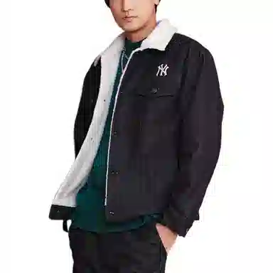 MLB FW22 Logo Print Denim Jacket Black