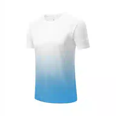 玉儿恋 轻薄速干运动弹力渐变直筒合身短袖健身衣 男款