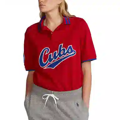 Polo Ralph Lauren Letter Logo Stripe Polo Shirt Red