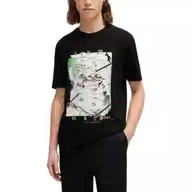 HUGO BOSS Cotton-Jersey T-Shirt With Seasonal Print T