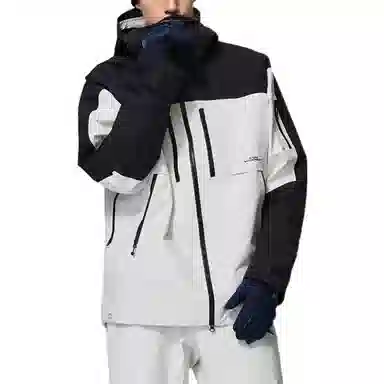 李宁 滑板系列 印花字母拉链连帽反光宽松夹克外套 男女同款 白色