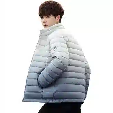 鸭鸭 短款立领轻便保暖羽绒服 男款 渐变白色