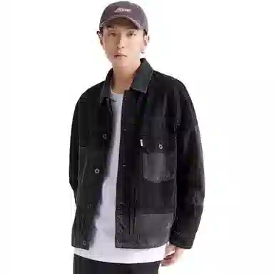 PEACEBIRD MEN Colorblock Denim Jacket Black