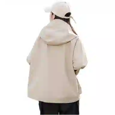 鸭鸭  纯色宽松连帽  防风冲锋衣 男女同款