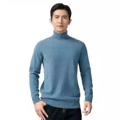 恒源祥 纯色保暖高领针织毛衣 男款