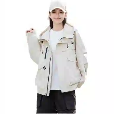 鸭鸭  纯色宽松连帽  防风冲锋衣 男女同款