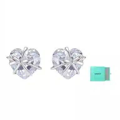 CAROMAY Butterfly Heart Earrings Silver