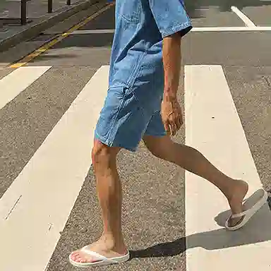 我是大卫 休闲五分宽松牛仔短裤 男女同款 蓝色