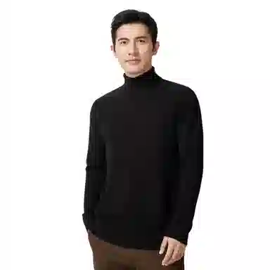 恒源祥 纯色保暖高领针织毛衣 男款