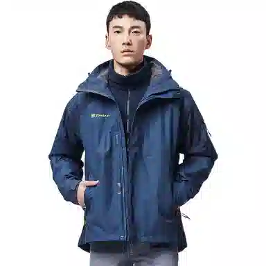 探路者 户外潮牌防风防水保暖三合一冲锋衣 冬季 男款
