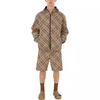 Burberry Equestrian Logo Check Hooded Jacket