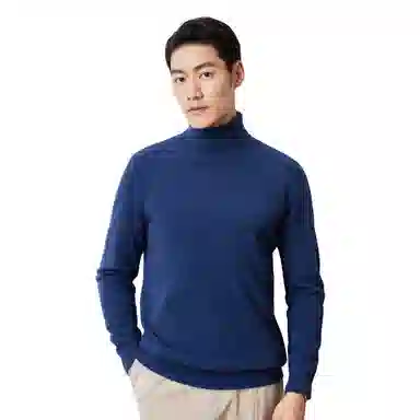 恒源祥 纯色保暖高领针织毛衣 男款