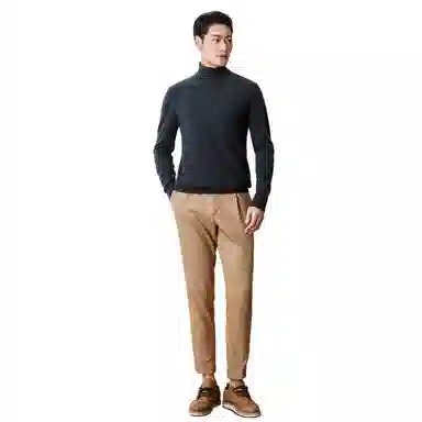 恒源祥 纯色保暖高领针织毛衣 男款