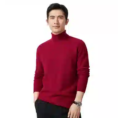 恒源祥 纯色保暖高领针织毛衣 男款